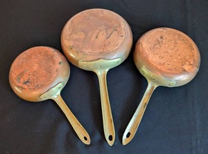 LR - Vintage Copper Pans Set of 3