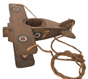 K - Pottery Airplane Hanging Wall Decor 07 With Suspension Cord