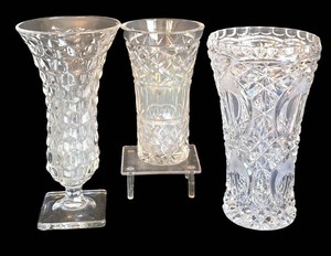 K - Crystal Vase Set (Lot of 3)