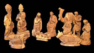 D - Wooden Nativity Scene Grouping