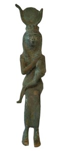 D - Bronze Isis Nursing Horus Antique Figure