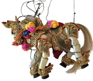 K - Vintage Horse Marionette Puppet With Beaded Costume