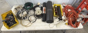 Lot of Miscellaneous Cords, Pipe & Fittings
