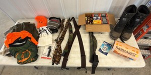 Lot of Hunting Gear - 12 Guage Shotgun Shells (7 Boxes), Apparel, Boot (Size 12) & More