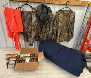 Lot of Hunting Gear - 12 Guage Shotgun Shells (12 Boxes), Sleeping Bag, Hunting Gear & More