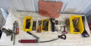 Lot of Hitch Balls, Pins, Grease Gun & Jack