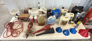Lot of Miscellaneous Oils, Oil Supplies, Extension Cords, Rodent Poison
