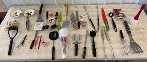 Lot of Kitchen Utensils Spatulas, Whisks, Tongs & More