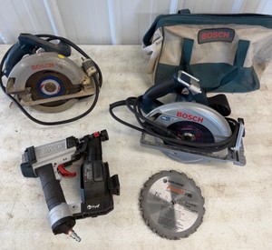 Lot of Bosch Tools Circular Saws, Roofing Nail Gun & More