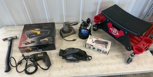 Lot of Black & Decker Tools, Rolling Bench, Tile Saw, Utility Pump