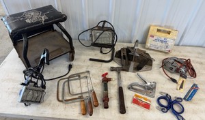 Lot of Work Seat, Tile Cutter, Lights & Miscellaneous Tools