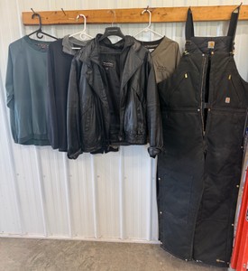 Lot of Mens Carhartt Bibs, Wilson Leather Jacket, Miscellaneous CoatsJackets - Size XL & 2XL