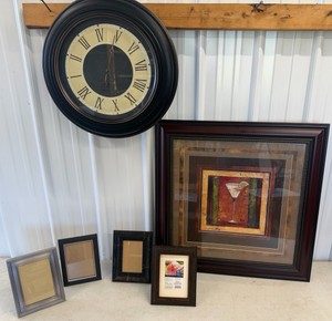 Lot of Wall Art, Picture Frames & Clock