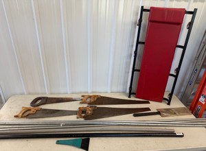 Lot of Car Creeper, Pipe, Saws & Other Miscellanous