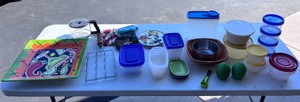 Lot of Kitchen Storage, Platters, Corn Fire Roaster & Other Miscellaneous