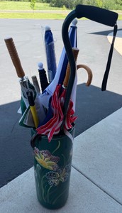 Lot of Umbrellas, Umbrella Holder & Canes