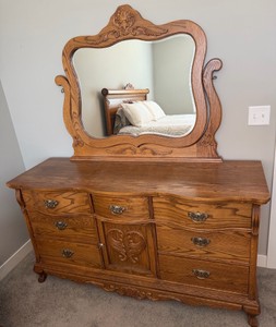 Antique Dresser With Mirror - 64 W x 21 W x 73 T