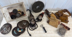 Lot of Grinders, Blades, Knee Pads & Tool Belt