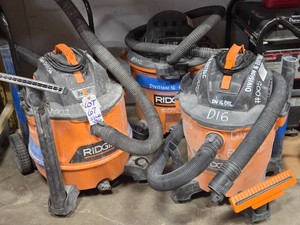 3 RIDGID 16 GAL. SHOP VACS