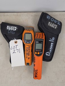 KLEIN TOOL TWO INFRARED THERMOMETERS IN HOLSTERS - MOIDELS IR1000 AND IR5