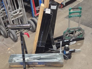 SAWHORSES, 12 TN BOTTLE JACK, FOLDING HANDI-CART, ROLLER STAND