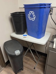 STERLITE FOLDING UTILITY TABLE AND OFFICE WASTE BASKETS
