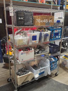 LARGE STAINLESS STEEL SHELVING ON WHEELS