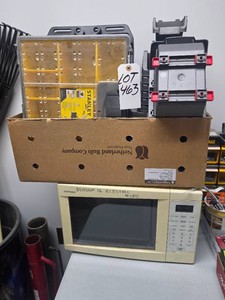 STACKING PARTS BINS, CARRY BINS, COMPARTMENT CASE AND SHOP MICROWAVE OVEN