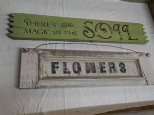 2 Vintage Wood Signs 24 x 27 Long...