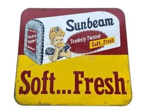 Vintage 1950s Metal Double-Sided Sunbeam Tenderly Twisted Bread Advertising Sign (36 x 40)