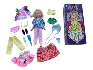 Vintage 1970s Ideal Movin Groovin Velvet Growing Hair Doll w Accessories