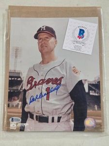BECKETT AUTHENTICATED 8X10 AUTOGRAPHED PHOTO DEL CRANDALL