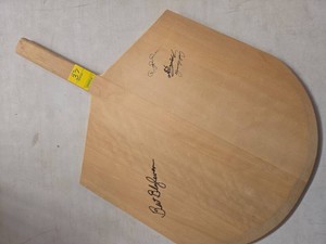 ORIGINAL AUTOGRAPHED PIZZA BOARD - BERT BLYLEVEN AND OTHERS