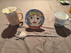 For the Queen in Your Life  Queen Bee Mug with Bee Toper, Queen Display Plate, Queen Mug and Royal Septer