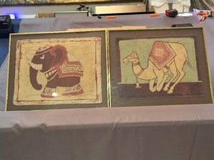 Indian Folk Art Batik Elephant and Camel