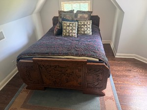 Vintage Chinese Carved Wood Bed Frame (Size is closest to Full Extra Long)  54 w x 78 L.
