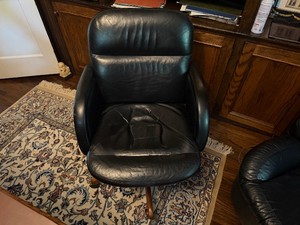 Black Leather Rolling Office Chair - The Taylor Chair Company