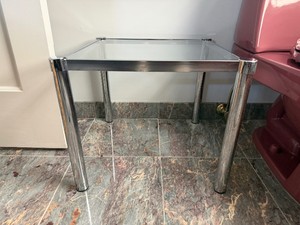 Silver and Glass Metal Side Table (18 x 18)