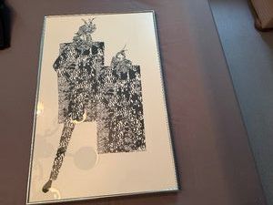 Framed Abstract Black and White Model Art (19 x 29 x 1)