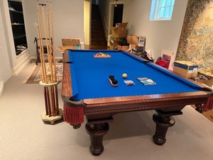 Beautiful Peter Vitalie Slate Top Pool Table with Accessories - Excellent Condition-New Felt Top $2700 (56.5 x 102.5x 31) Special Pickup Appointment Required