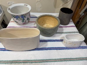Five Decorative Small Planters