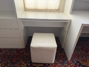 Reff Products Makeup Vanity with Under Desktop Pull Up Mirror and White Stool (33w x 18 d x 26 T), Matches Lots 17, 22, 24, 25