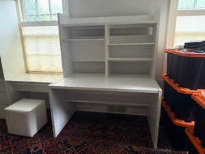 Reff Products Desk with Attached Upper Storage and Under Desk Shelf (Matches Lots 17, 22, 23, 25)