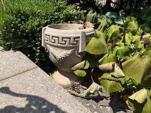 Grecian Cast Stone Garden Planters - Matching Pair 16 x 18