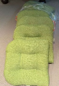 Four Green Outdoor Cushions - Like New (18 x 18)