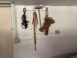 Jumper Cables, BBQ Tools, Long Handled Weeder, Rope, Snowbrush and Gloves (7 Pieces)