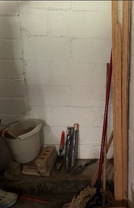 Mops, Bucket, Gardening Tools, Bricks, Two Small Umbrellas, Wood Trim Pieces