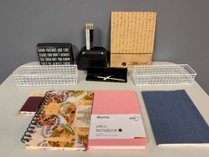 Desk Essentials - Pencils, Pen, Journals, Pencil Holder, Good Friend Sign