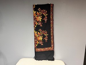 Black Wool Kashmiri Shawl with Intricate Hand Embroidery