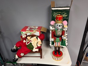 Christmas in July - Snoring Santa 12.5 x 12.5 and Wooden Nutcracket 24 Tall